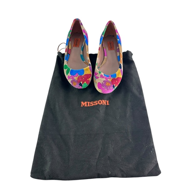 MISSONI Multicolor Velvet Multi Color Ballet Flats Floral Pattern Size 39 9 - Picture 2 of 12